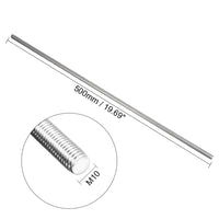 2 x RAW Customer Returns sourcing map M10 x 500mm Fully Threaded Rod Threaded Rod Threaded Bolt Threaded Rod 304 Stainless Steel Right Hand Thread Silver Tone - RRP €47.38