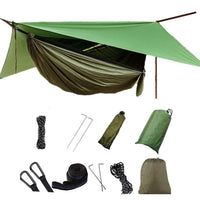 1 x RAW Customer Returns Outdoor Hammock with Mosquito Net and Rain Fly Quick Drying Parachute Nylon Camping Hammock Tents for Camping Backpacking Hiking - RRP €39.3