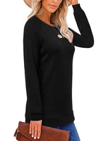 1 x Brand New CZIMOO Women s Sweatshirt Blouse Women Pullover Sweatshirt Elegant Long Sleeve Tunic Round Neck Lightweight Work Tunic Shirt Autumn Basic Tops Black M - RRP €24.0