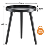 1 x RAW Customer Returns APICIZON Side Table Black Round, Small Table, 38 x 45cm, Living Room Table, Bedside Table with Solid Wood Legs, Scandinavian Style, Small Wooden Coffee Table for Bedroom, Balcony - RRP €34.27