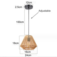 1 x RAW Customer Returns LIGKIN Pendant Light Rattan Boho 24cm Vintage Handwoven Hanging Lamp E27 rhombic Hanging Height Adjustable Lampshade Industrial Boho Rustic Chandelier for Bedroom Living Room 2Pcs - RRP €49.57