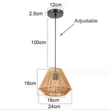 1 x RAW Customer Returns LIGKIN Pendant Light Rattan Boho 24cm Vintage Handwoven Hanging Lamp E27 rhombic Hanging Height Adjustable Lampshade Industrial Boho Rustic Chandelier for Bedroom Living Room 2Pcs - RRP €49.57