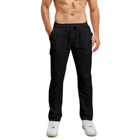 1 x RAW Customer Returns Lanckeli Men s Linen Pants Summer Drawstring Beach Yoga Pants, Loose and Lightweight Casual Long Trousers. - RRP €28.51