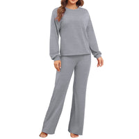 1 x Brand New ANGGREK women s pajamas, two-piece pajamas with button placket, V-neck pajama set for women, turn-down collar, long trousers with elastic waistband, two-piece sleepwear, grey, XXL - RRP €27.22