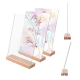 1 x RAW Customer Returns Worown 3 Sets A4 Acrylic Sign Holders with Wooden Base, Acrylic Table Display Stand with Wooden Base, L D Clear Holder with Wooden Stand for Presenting Photos, Brochures, Menus at Weddings, Restaurants - RRP €21.17