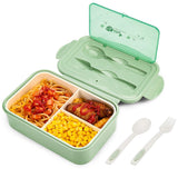 1 x RAW Customer Returns BIBURY Lunch Box, Bento Box, Lunch Box with 3 Compartments and Cutlery, Leak-Proof Lunch Box Fridge Dishwasher Safe Microwave Safe, Lunch Boxes for School Work Picnic Travel Green  - RRP €10.07