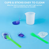 1 x RAW Customer Returns Creahaus Silicone Measuring Cup Set for Resin, Non-Stick 250 and 100 ml Resin Mixing Cup, Reusable Resin Accessories with Silicone Mat, Stirring Stick, Straw, Paint Cup, for Molds, Jewelry Making - RRP €13.99