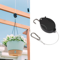 8 x Brand New Zhixifan Adjustable Plant Hanger Flower Pot Chain Retractable Plant Roll Hook Screw Hook with Securing Wire Rope for Hanging Plants, Flower Baskets, Pots, Bird Houses Black - RRP €163.2