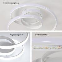 1 x RAW Customer Returns Modern LED Ceiling Lamp, 36W LED Ceiling Light Spiral Shape Design, Cold White Light 6500K, White LED Chandelier for Bedroom Living Room Kitchen Corridor - RRP €38.99