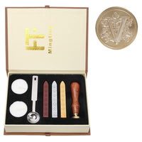 1 x RAW Customer Returns PUQU Sealing Wax Set, Vintage Initial Letters A-Z Alphabet Badge Sealing Stamp Kit Wax Set Personalized Gift Box - RRP €22.18