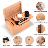 1 x RAW Customer Returns Marvero Large Bamboo Box Tray Set, Gift Set Grinder Box Premium Stash Box Removable Tray Glasses Crusher Set All accessories 25 18 14CM  - RRP €58.78