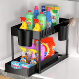 1 x Brand New VonLux Sink Cabinet Organizer 2 Tier Under Sink Shelf, Under Sink Shelf Storage Rack Sink Cabinet Shelf with 4 Hooks 2 Cup, Under Cabinet Shelf Kitchen Organizer with Sliding Drawer - RRP €20.06