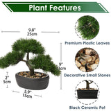 1 x RAW Customer Returns Artificial Bonsai Lifelike Artificial Plant Artificial Tree Bonsai Cedar Pine Podocarpus Plastic Plant Artificial Plant with Ceramic Planter in Black for Bathroom Decoration Desktop Office Windowsill - RRP €37.68