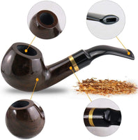 1 x RAW Customer Returns Joyoldelf Wooden Smoking Pipe Set, Bent Ebony Smoking Pipe with Pipe Holder, Smoking Accessories Wrapped with Gift Box - RRP €25.99