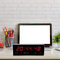 1 x RAW Customer Returns Wifehelper Digital LED Calendar Clock Temperature Office Home Living Room Wall Clocks EU Plug 110-240V Calendario Temperatura Settimana  - RRP €35.32