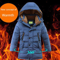 1 x RAW Customer Returns MEYOCEYO Winter jacket children s down jacket boys winter coat thick down coat warm long winter parka with hood navy blue 160 - RRP €67.22