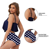 1 x Brand New Summer Mae Women s Flounce High Waist Bikini Set Printed Swimsuit Blue L - RRP €28.04