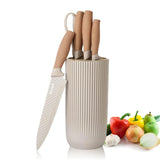 1 x RAW Customer Returns Knife Set, 6-Piece Khaki Sharp Knife Block Set for Kitchen, Non-Stick Non-Slip Stainless Steel Chef s Knife Set with Universal Knife Block Suitable for Home Restaurant Picnic Khaki  - RRP €35.99