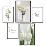 1 x RAW Customer Returns ANHUIB 5-piece modern poster set for the living room, pictures with flowers in the bedroom, canvas pictures for the living room, A3A4 poster with white flowers, picture set - RRP €20.4