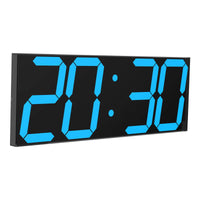 1 x RAW Customer Returns CHKOSDA LED Clock Digital Clock Large Wall Clock with 18 Inch LED Display, Countdown Clock with 8 Adjustable Brightness, 16 Alarm Set, 12 24 Hour Display, Temperature and Calendar Display Blue  - RRP €90.74