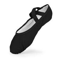 1 x RAW Customer Returns Girls Ladies Canvas Dance Shoes Slippers Leather Two-Part Sole - Black - 44 EU - RRP €60.0