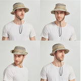 1 x RAW Customer Returns KeepSa Cotton Sun Hat Men s Summer Hat UV Protection Hiking Hat Fishing Hat Trekking Foldable Safari Hat with Chin Strap Outdoor Bush Hat Hiking Bucket Hat - RRP €18.04