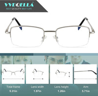 1 x Brand New VVDQELLA Reading Glasses Metal Frame Men Women Reading Glasses Computer 2.50x 3 Silver Fashion Reading Glasses with Blue Light Filter Spring Hinge - RRP €60.0