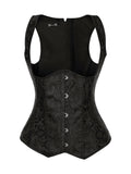 1 x RAW Customer Returns Allegra K women s traditional bodice dirndl bustier tops gothic jacquard shoulder straps tank underbust corset black S - RRP €39.99