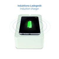 1 x RAW Customer Returns LEICKE UV cell phone sterilizer box Bridging aid III possible portable UV smartphone disinfectant with wireless charge Ideal for masks, gloves, glasses, keys, jewelry, etc. - RRP €22.99