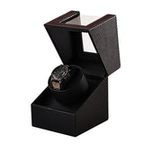 1 x RAW Customer Returns Automatic Watch Winder Box for 1 Watch, Single Watch Winder Watch Case with Quiet Motor, Carbon Fiber Watch Storage Display Case with Self-Winding, Battery Operated or Power Supply - RRP €34.98