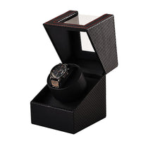 1 x RAW Customer Returns Automatic Watch Winder Box for 1 Watch, Single Watch Winder Watch Case with Quiet Motor, Carbon Fiber Watch Storage Display Case with Self-Winding, Battery Operated or Power Supply - RRP €31.98