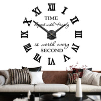 1 x RAW Customer Returns Mintime Frameless 3D DIY Wall Clock XXL Mute Mirror Sticker Home Office School Decoration Gold  - RRP €27.25