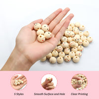 1 x Brand New Mengtech 100pcs Wooden Face Beads 20mm Face Wooden Beads Round Wooden Beads with Hole for DIY Necklace Bracelet 5 Types - RRP €22.8