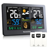 1 x RAW Customer Returns Newentor wireless weather station with 3 outdoor sensors - wireless weather station with weather forecast, temperature warning, DCF radio clock - battery operation and mains operation, black - RRP €70.58