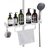 1 x Brand New seOSTO Expandable Shower Shelf No Drilling, Shower Organizer Premium Shower Holder, Kitchen Storage Accessory for Towels, Cups, Shower Gel White  - RRP €22.99