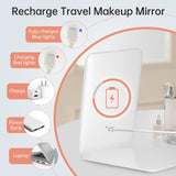 1 x RAW Customer Returns FUNTOUCH Cosmetic Mirror with Lighting, Rechargeable Portable Ultra Slim Travel Mirror with Light, 3 Color Lights, Dimmable Touchscreen Makeup Mirror, Foldable Makeup Mirror White  - RRP €24.58