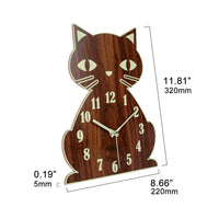 1 x RAW Customer Returns Topkey Luminous Non Ticking Silent Wall Clock Animal Design Clock for Child, Battery Operated Not Included - Cute Cat Brown - RRP €19.99