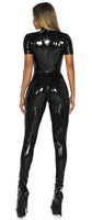 1 x Brand New SEAUR Catsuit Wetlook Women s Underwear Women Sexy Patent Leather Exclusive Clubwear Club Tight Shiny Overall Jumpsuit Playsuit One-Piece - RRP €45.99