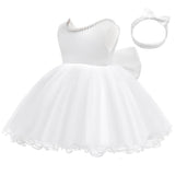 1 x RAW Customer Returns LZH Baby Girls Ruffle Lace Back with Headpiece, Bowknot Flower Dresses Pageant Party Wedding - RRP €25.28