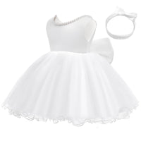 1 x RAW Customer Returns LZH Baby Girls Ruffle Lace Back with Headpiece, Bowknot Flower Dresses Pageant Party Wedding - RRP €28.99