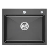 1 x RAW Customer Returns KINKIBOS sink 304 stainless steel 50 x 45 cm, kitchen sink black grey, built-in sink with tap hole and overflow without siphon , kitchen sink 1 bowl rectangular, kitchen sink for 55 cm base cabinet - RRP €107.77