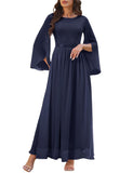 1 x RAW Customer Returns DRESSTELLS Evening Dress Long Elegant for Wedding Bridesmaid Dresses V-Neck Long Chiffon Evening Dress Wedding Dress Navy 2XL - RRP €65.53