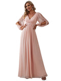 1 x RAW Customer Returns Ever-Pretty Elegant Formal Dress A-line V-Neck Evening Dresses 00461 Pink 58 - RRP €88.08