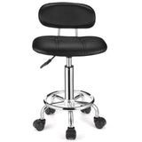 1 x RAW Customer Returns HMTOT Square rolling stool with backrest, height adjustable, swivel stool with wheels, black - RRP €51.04