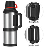 1 x RAW Customer Returns Olerd Thermos Bottle Thermos Flask 4.0L, Insulated Jug Stainless Steel Drinking Bottle, Insulated Bottle with 3 Drinking Cups, Double Wall Insulated Camping Water Bottle with Handle, 24h Hot Cold Silver  - RRP €45.99