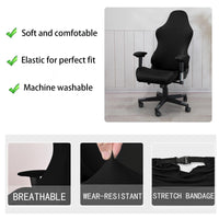 1 x RAW Customer Returns ANBWEHR Gamingsthuhl Office Chair Cover 4 Pieces with Armrests Chair Backrest for Office Chair for Computer Chairs Right Racing PC Black - RRP €22.8