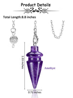 1 x Brand New Jovivi Gemstone Pendulum Esoteric Amethyst Pendant Made of Resin Radiesthesia Meditation Tensor Crystal Pendulum with Chain - RRP €25.2