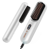 1 x RAW Customer Returns Cordless Hair Straightening Brush, iTayga Upgraded Portable Hair Straightening Brush for Women with Travel Size, 2 in 1 Negative Ion Hair Straightening Comb, 10,000mAh Nearly Rechargeable USB White - RRP €57.44