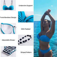 1 x RAW Customer Returns Dokotoo Women Bikini Set Sexy Push Up Two Piece Swimsuit Size S-XXL Blue L - RRP €39.99