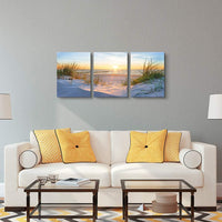 1 x RAW Customer Returns hyidecorart Pictures Sunset Beach Canvas Picture, Modern Sea Landscape Art Print Decoration, Nature 3 Pieces Wall Pictures Living Room Bedroom Kitchen Dining Room Apartment and Bathroom - RRP €35.09